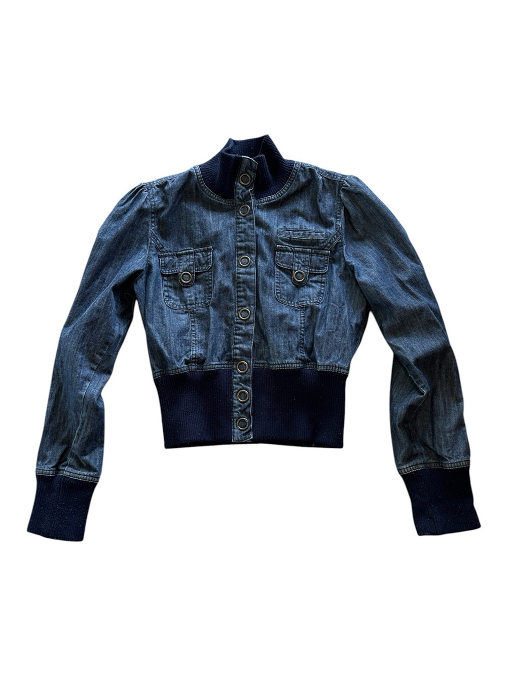 Vintage y2k cropped denim puff sleeve jacket by forever21